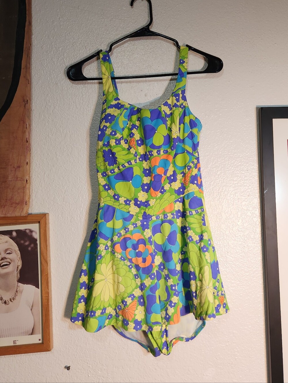 Vintage Catalina Floral One-Piece Swim Dress - Green & Blue